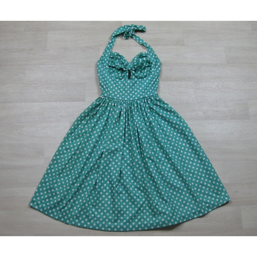 Vintage 70s Swing Halter Dress Small‎ (XS) Jack Hartley Polka Dot Pinup Coquette